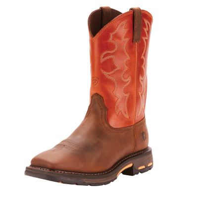 Ariat Work: WorkHog Wide Square Toe Zapatos de Seguridad Hombre - Marrones / Naranjas (KHUDA8926)